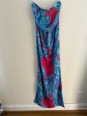 Lilly Pulitzer Emmett Vibrant Strapless Maxi Dress in Chic Pink Sway Size Small